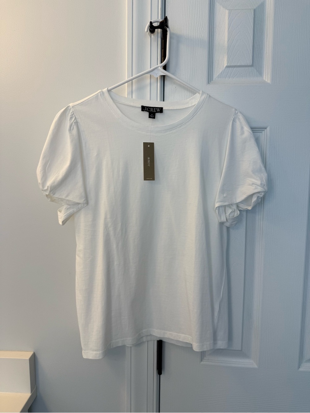 J. Crew White Puff Sleeve Crewneck Tee